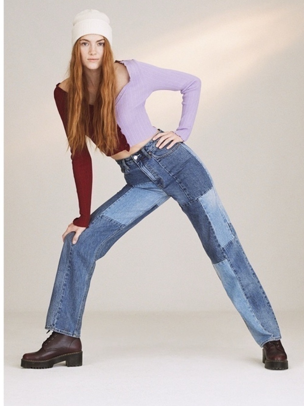 PacSun 90’s Boyfriend Two-Tone Patchwork Straight-Leg Jeans.